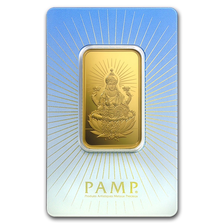 Lakshmi- PAMP Suisse with Assay Card-1ounce Gold Bar-BU