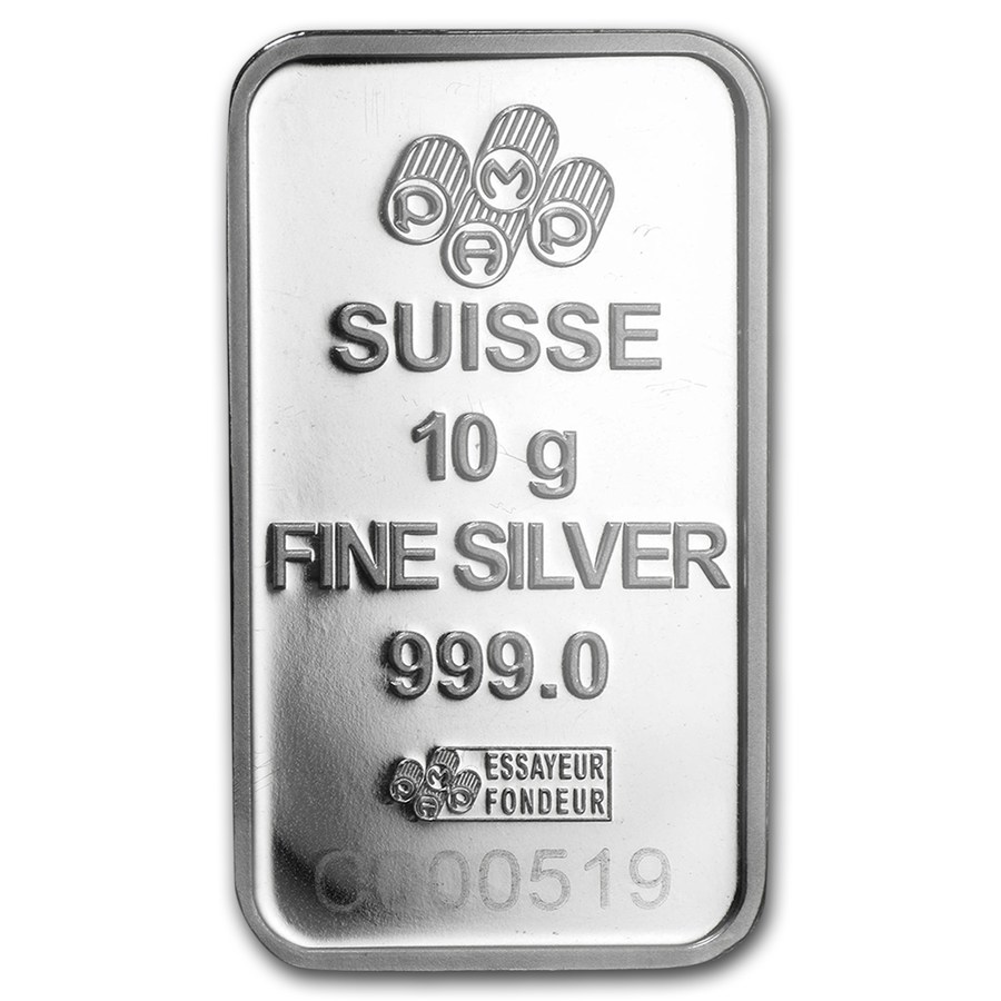 Lakshmi- PAMP Suisse with Assay Card-10 grams Silver Bar - Bullion
