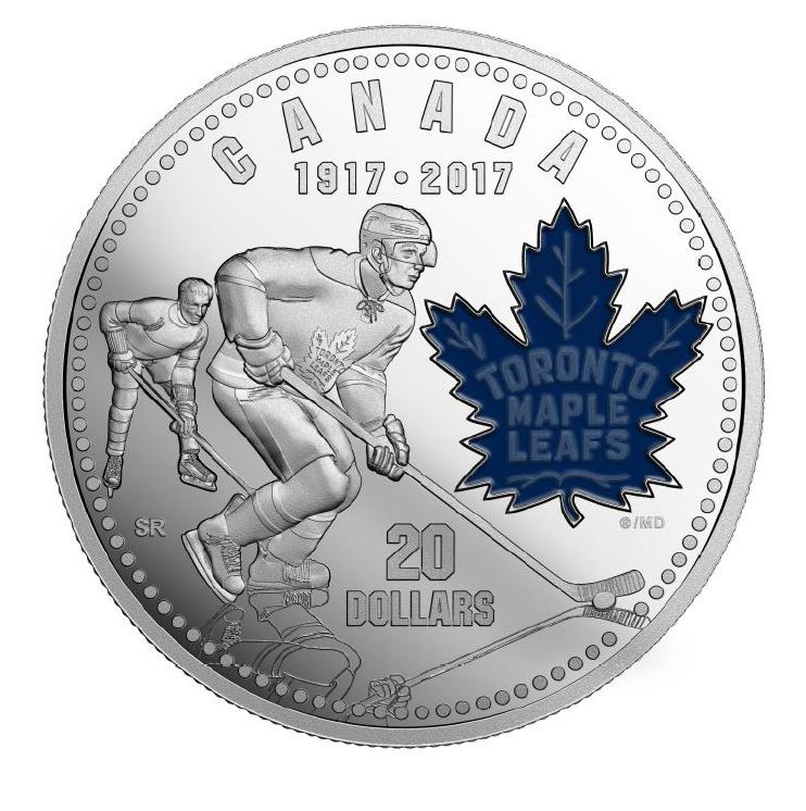2017 $20 FINE SILVER COIN 100TH ANNIVERSARY OF THE TORONTO MAPLE LEAFS