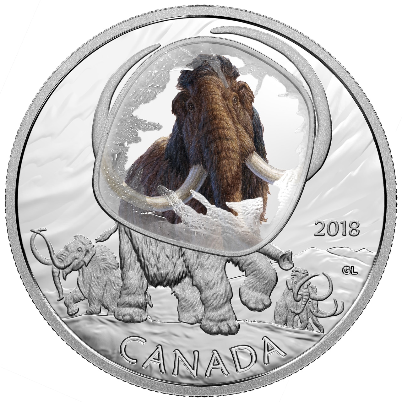 2018 $20 FINE SILVER COIN FROZEN IN ICE – WOOLLY MAMMOTH