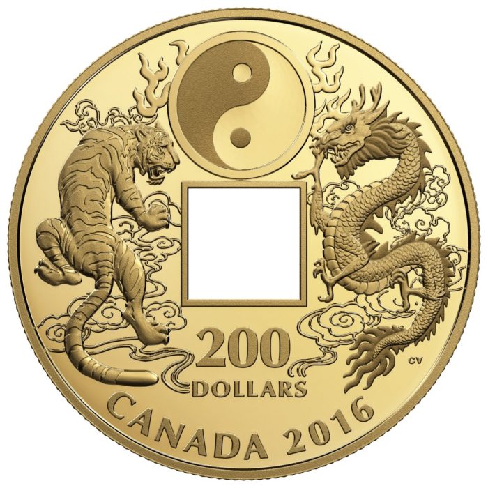 2016 $200 Tiger and Dragon Pure Gold Yin Yang coin