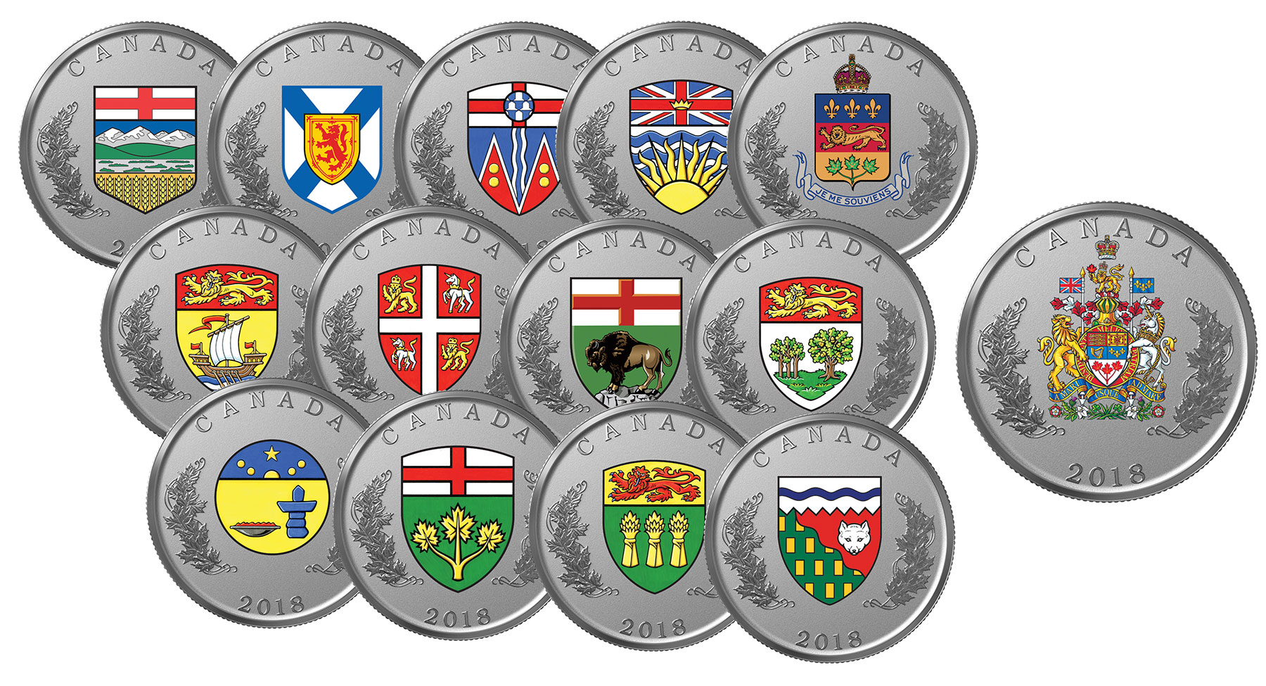 2018 FINE SILVER 14-COIN SET HERALDIC EMBLEMS OF CANADA - Image 4