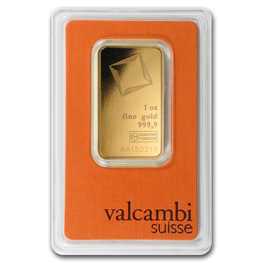 Buy 1 oz Valcambi Suisse Gold Bar in Assay Card - Bullion Mart
