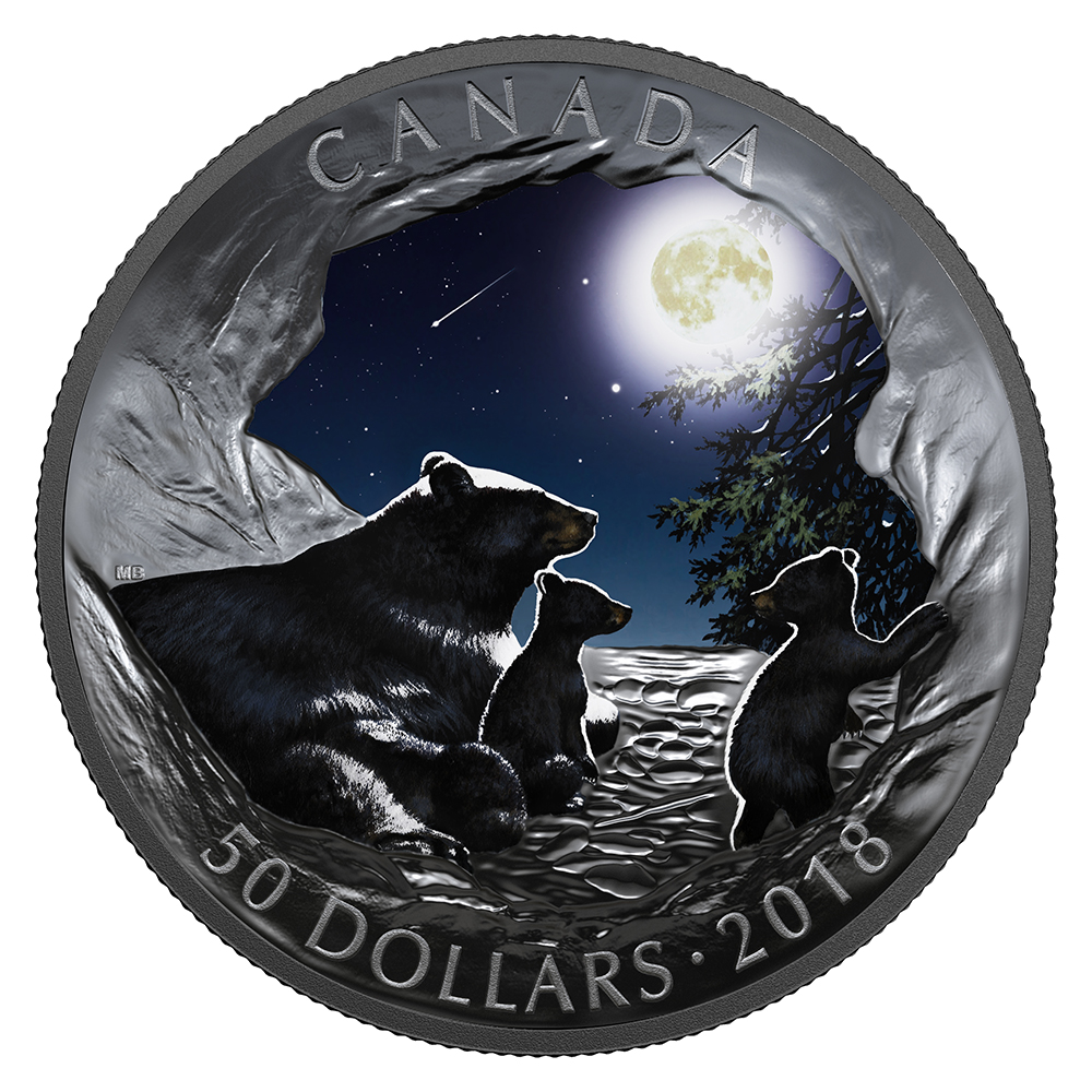 2018 $50 FINE SILVER COIN NATURE'S LIGHT SHOW: MOONLIT TRANQUILITY - Image 2