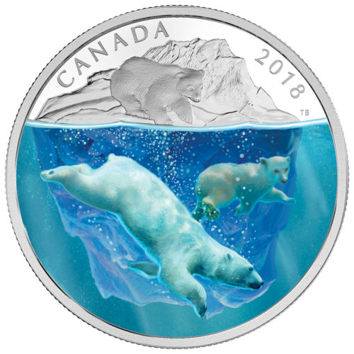 2018 $30 Fine Silver Coin Dimensional Nature: Polar Bears