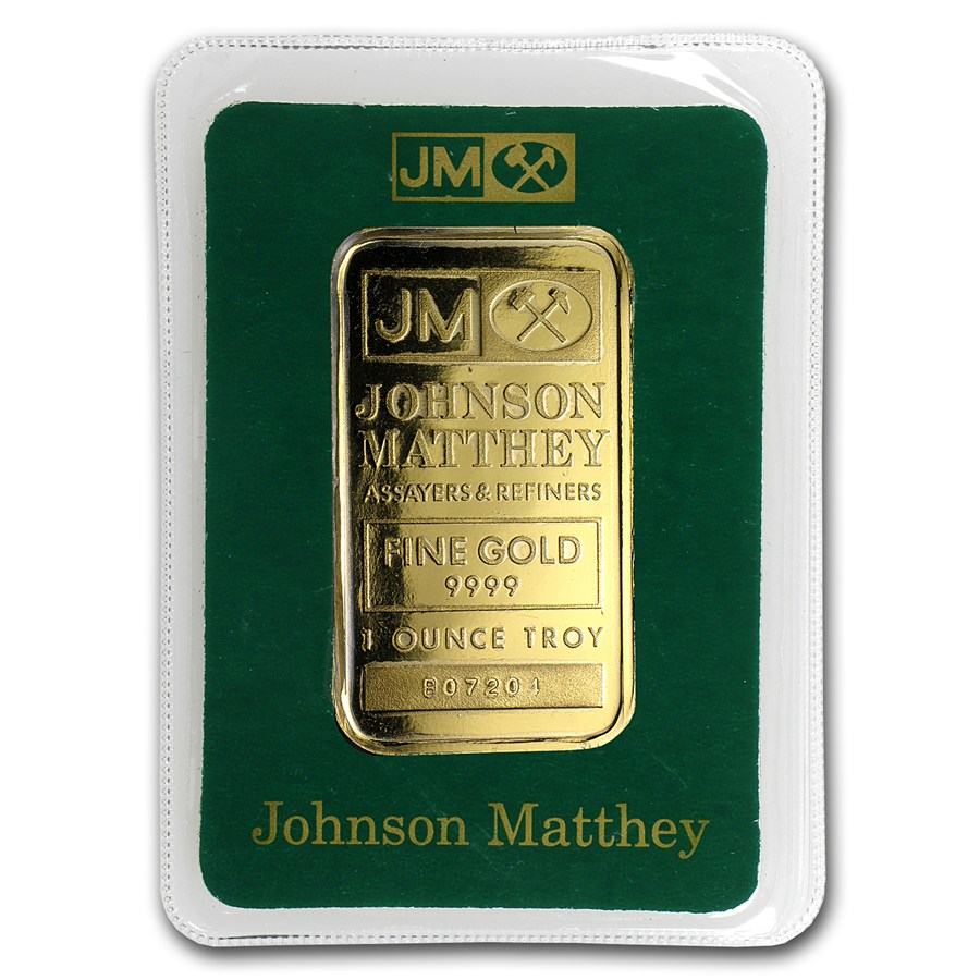 1 Oz Johnson Matthey Gold Bar in Assay