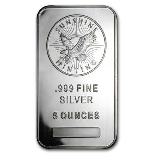 5 Oz Cast-Poured Silver Bar - Fine Mint - Bullion Mart