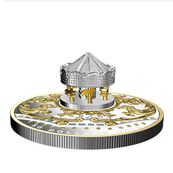 6 oz. Pure Silver Gold-Plated Coin - Antique Carousel - Mintage: 1,000 (2018)