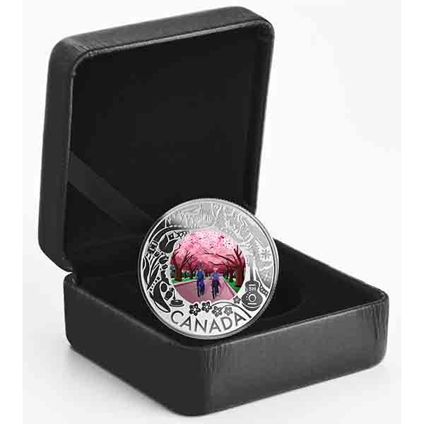 2019 $3 FINE SILVER COIN CELEBRATING CANADIAN FUN AND FESTIVITIES CHERRY BLOSSOMS - Image 2