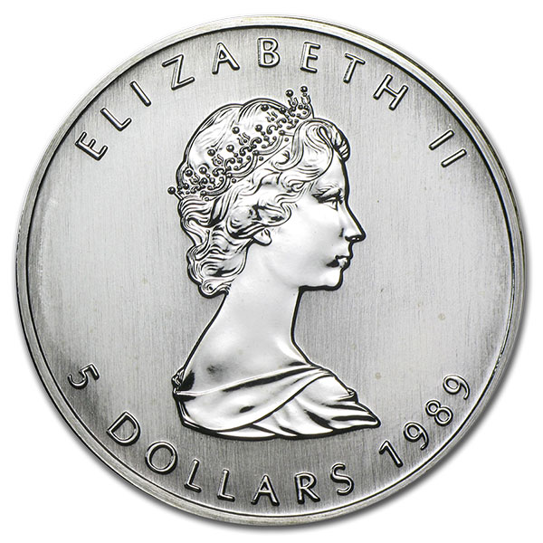 1989メイプルリーフ 1オンス 1989 1 Oz Canadian Silver Maple Leaf Coin - Bullion Mart