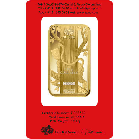 100 gram PAMP Suisse Monkey Bar 2016 - Image 2