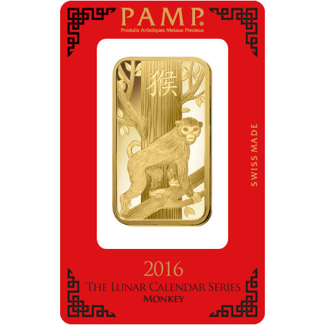 Baccarat　Monkey　gold 2016 Canada $2,500 Year of the Monkey Pure Gold Coin (No Tax
