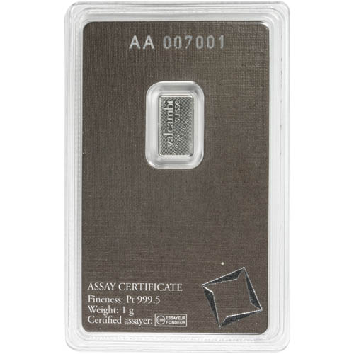 1 gram Platinum Bar - Valcambi (In Assay) - Bullion Mart