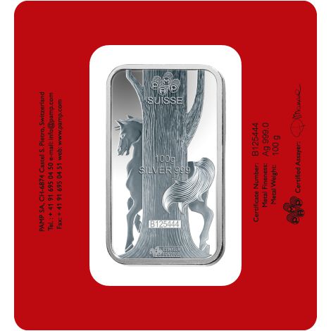 100 Gram PAMP Suisse Lunar Horse Silver Bar 2014 - Image 2