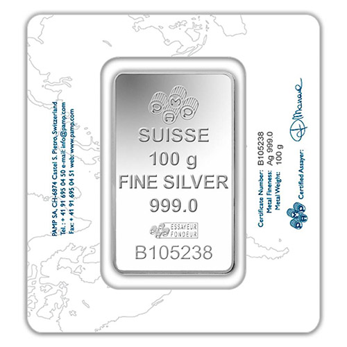 100 Gram PAMP Suisse Rosa Silver Bar - Image 2