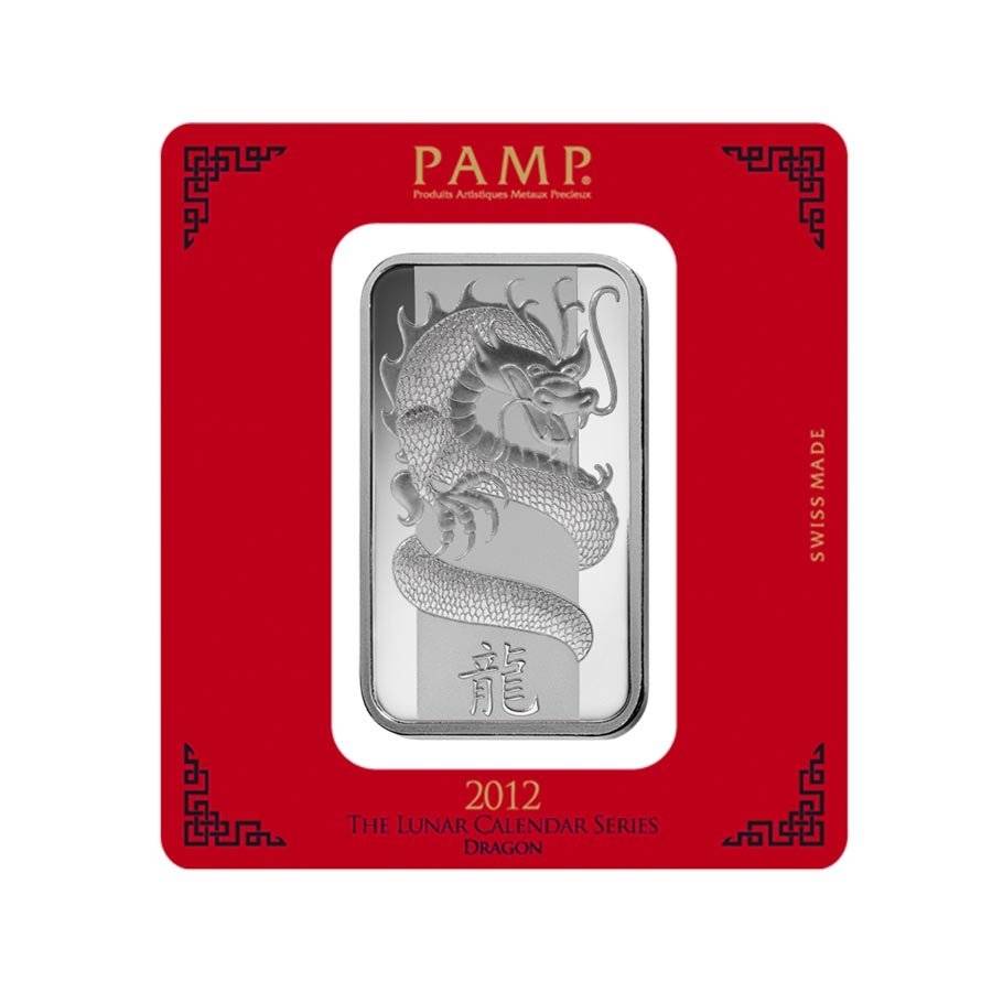 100 Gram Silver Bar PAMP Suisse Lunar Dragon