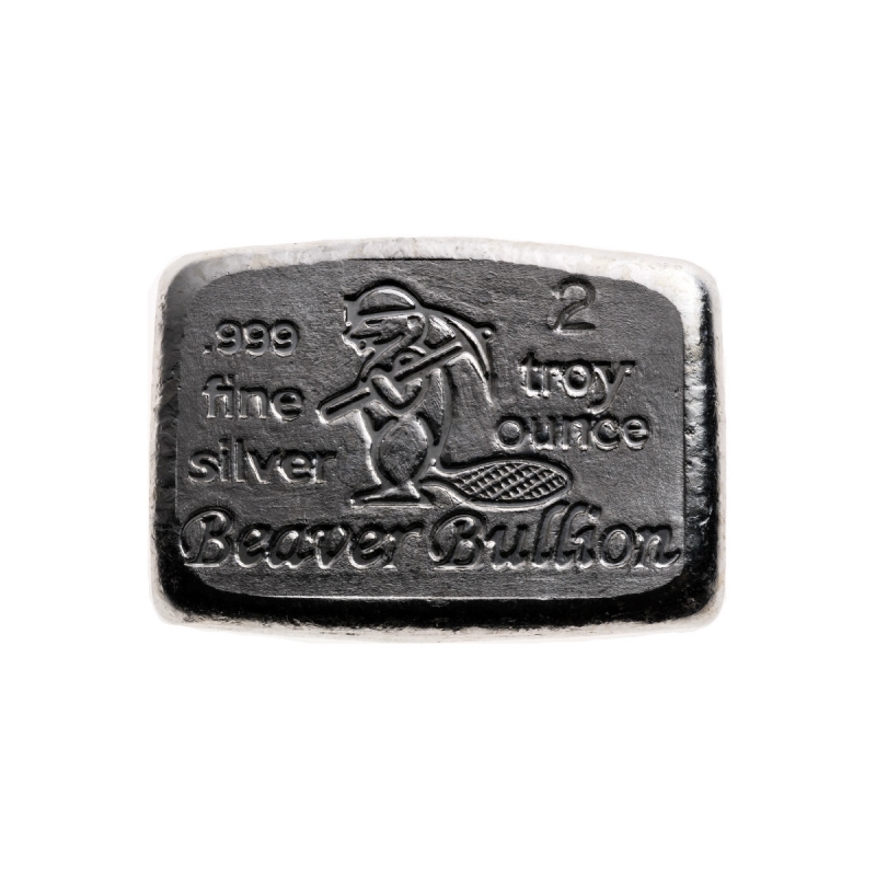 2 oz Beaver Bullion Hand Poured Silver Bar