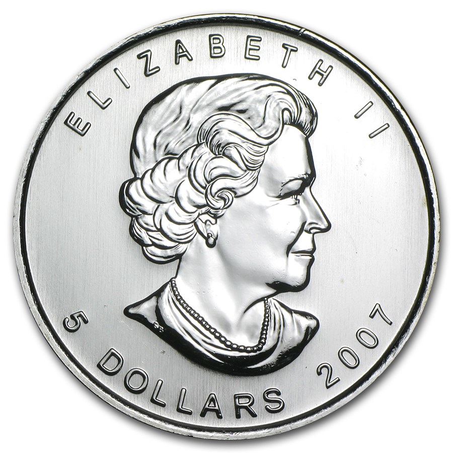 2007 1 Oz Canadian Silver Maple Leaf Coin - Bullion Mart