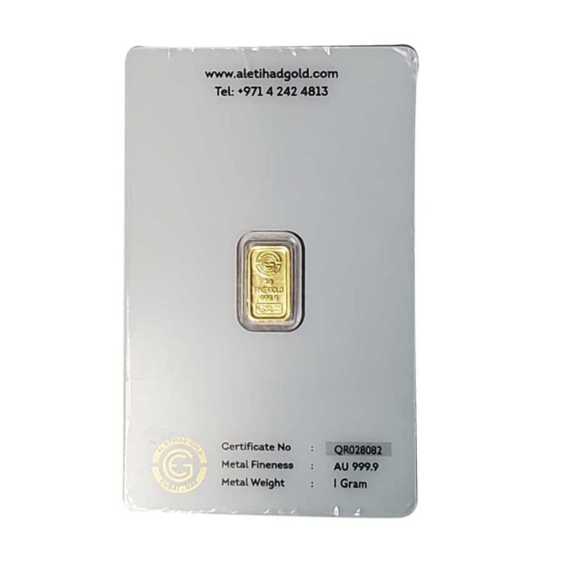 1 Gram Rose Gold Bar Al Etihad Gold Refinery UAE Bullion Mart