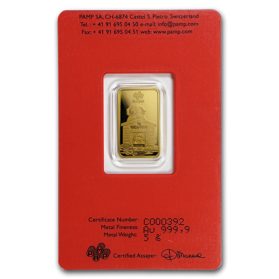 5 gram Gold Bar - PAMP Suisse Year of the Dog (In Assay) - Image 2