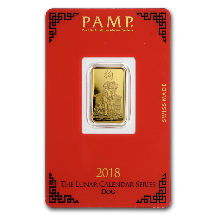 5 gram Gold Bar - PAMP Suisse Year of the Dog (In Assay)