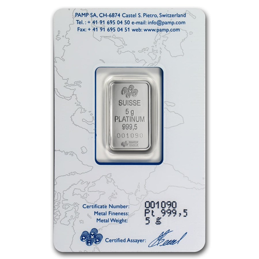 5 gram Platinum Bar - PAMP Suisse (In Assay) - Image 2