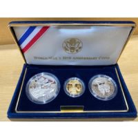 1993 US World War II 50th Anniversary 3-Coin Commemorative BU Set