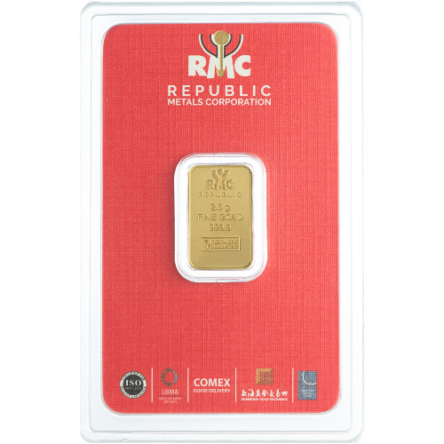 2.5 Gram Republic Metal Gold Bar (w/ Assay)