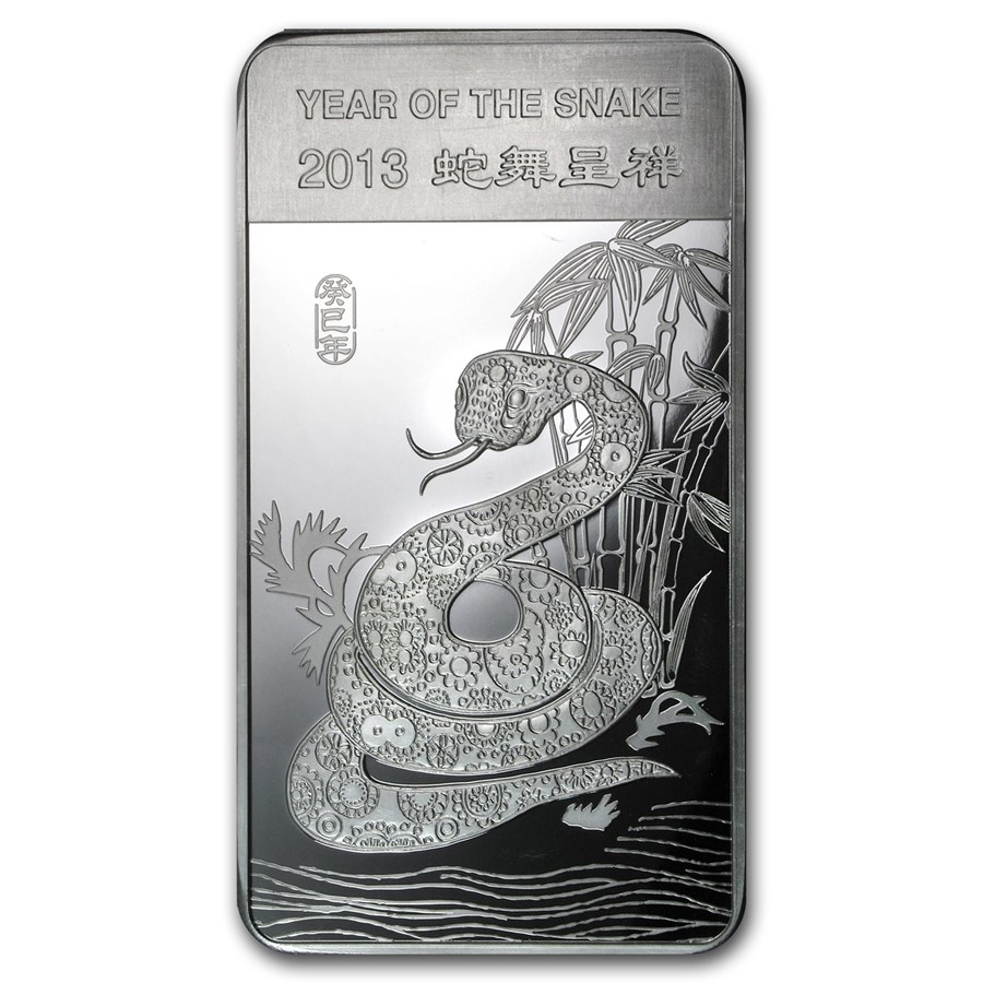 10 oz Silver Bar - Year of the Snake APMEX 2013 - Bullion Mart