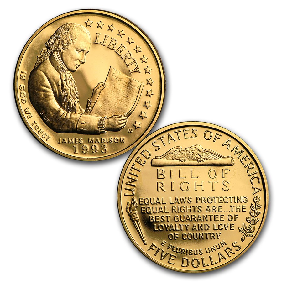 1993 3-Coin Commem Bill of Rights Proof Set (w/Box & COA) - Image 4
