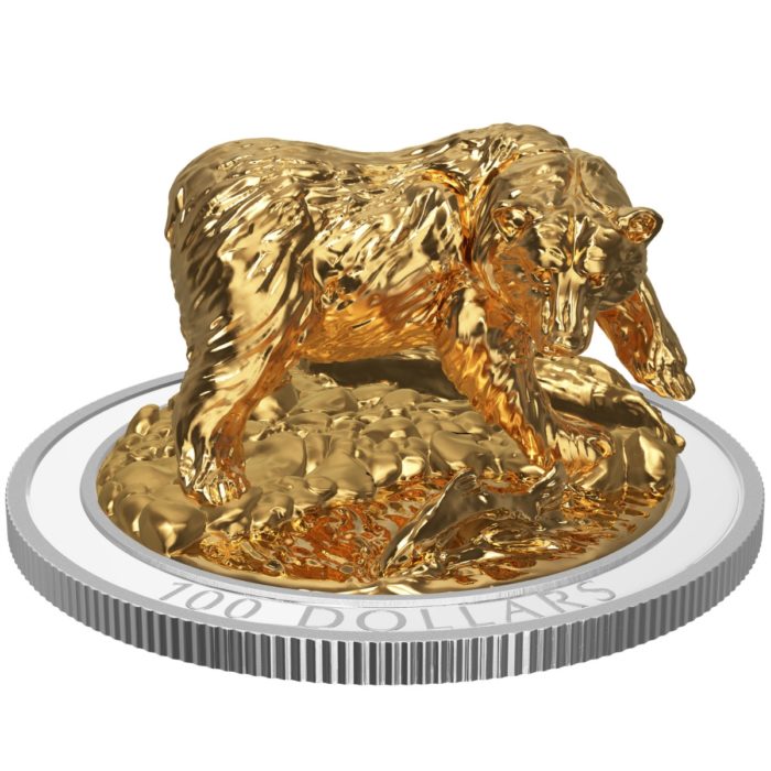 2017 $100 Sculpture Of Majestic Canadian Animals: Grizzly Bear - Pure Silver Coin [156457]