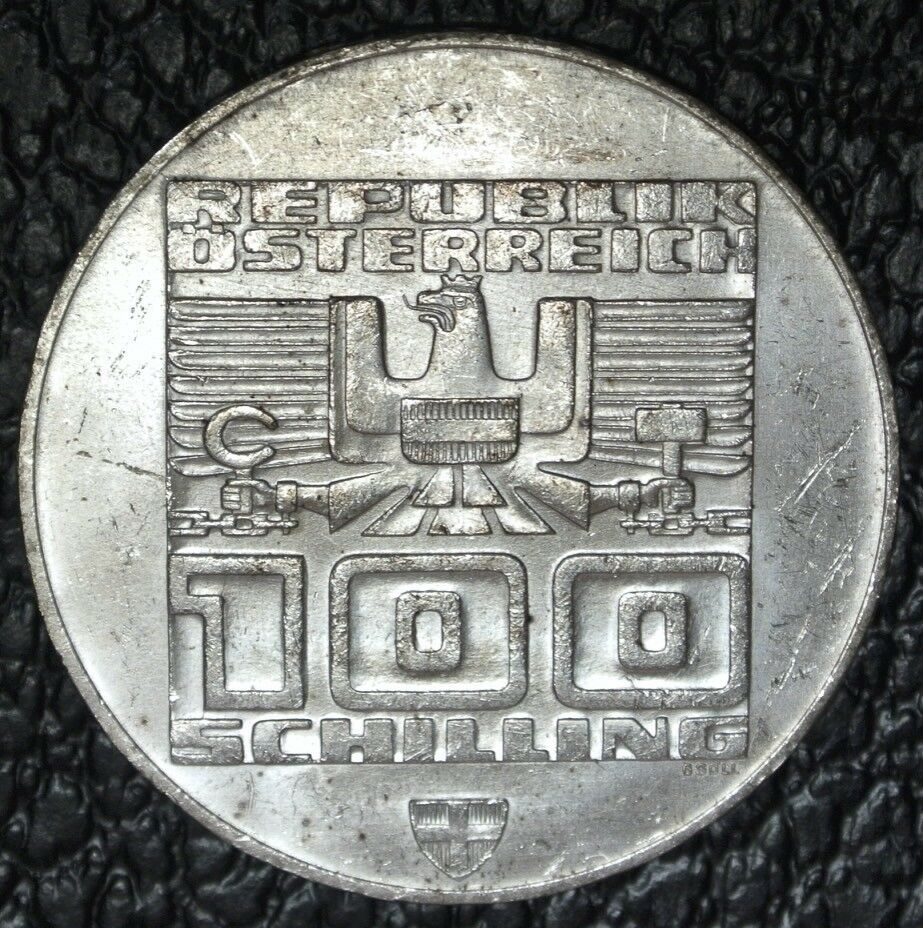 1976 AUSTRIA Innsbruck Winter OLYMPIC Games 100 Schilling Silver