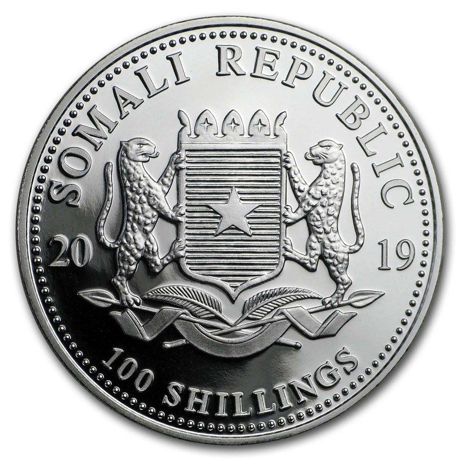 2019 Somalia 1 oz Silver African Wildlife Leopard BU - Image 2
