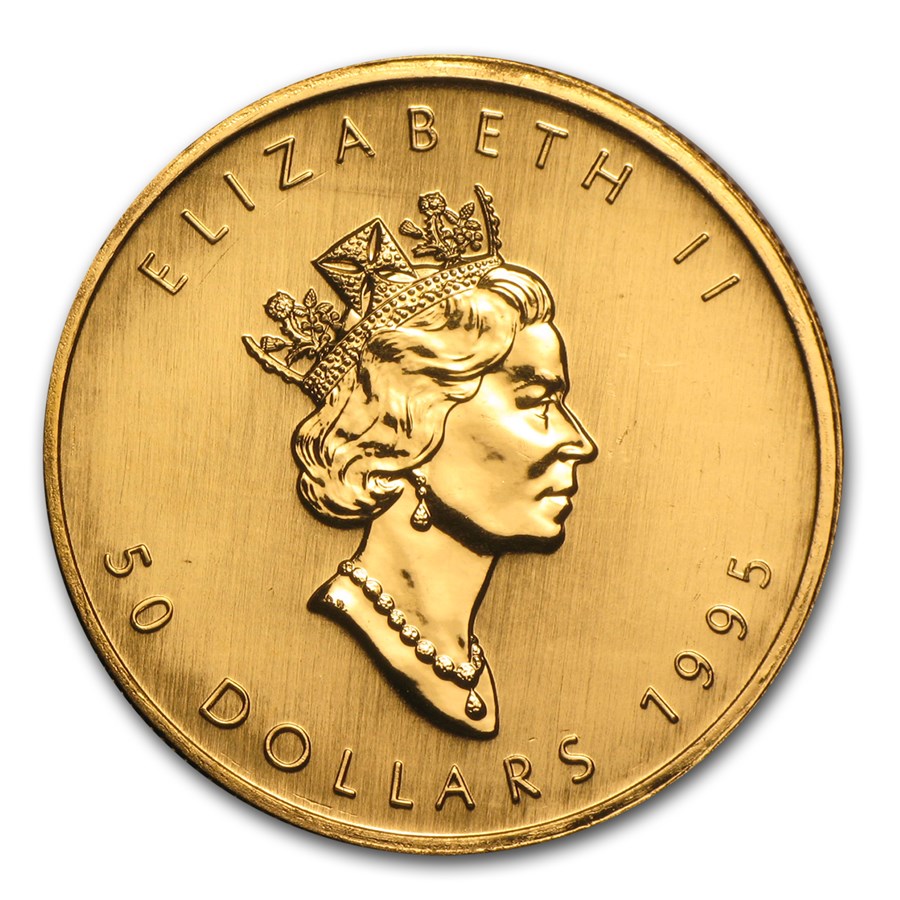 プラチニウ ムゴールド1 1995 1 oz Canadian Gold Maple Leaf Coin - Bullion Mart