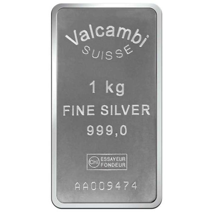1 Kilo Valcambi Suisse Pure Silver Bar