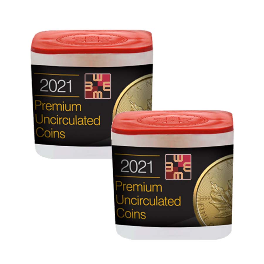 2021 1 oz Gold Maple Leaf - 2 Tubes (20 Coins)