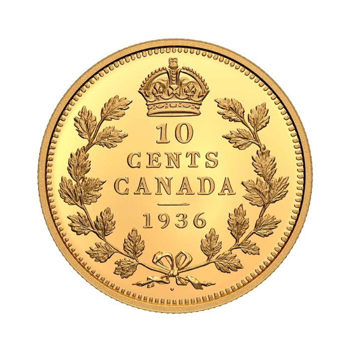 2021 10Cent Pure Gold Coin Canada’s Rarest Coins The 1936 Dot 10
