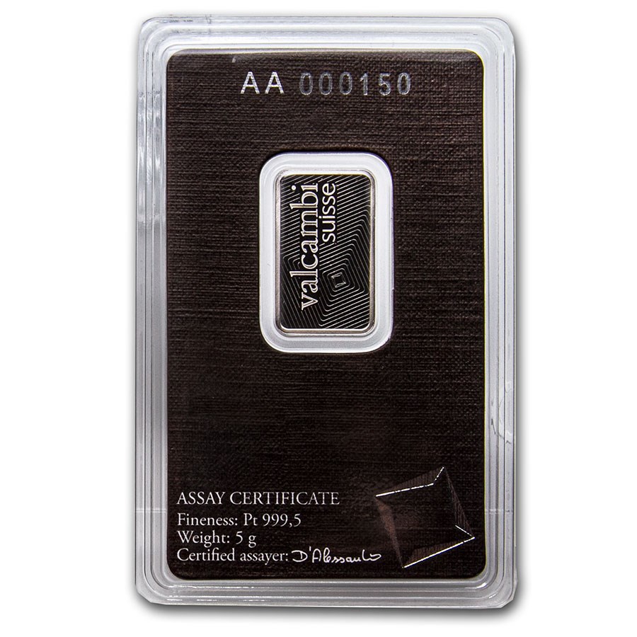 5 gram Platinum Bar - Valcambi (In Assay) - Bullion Mart