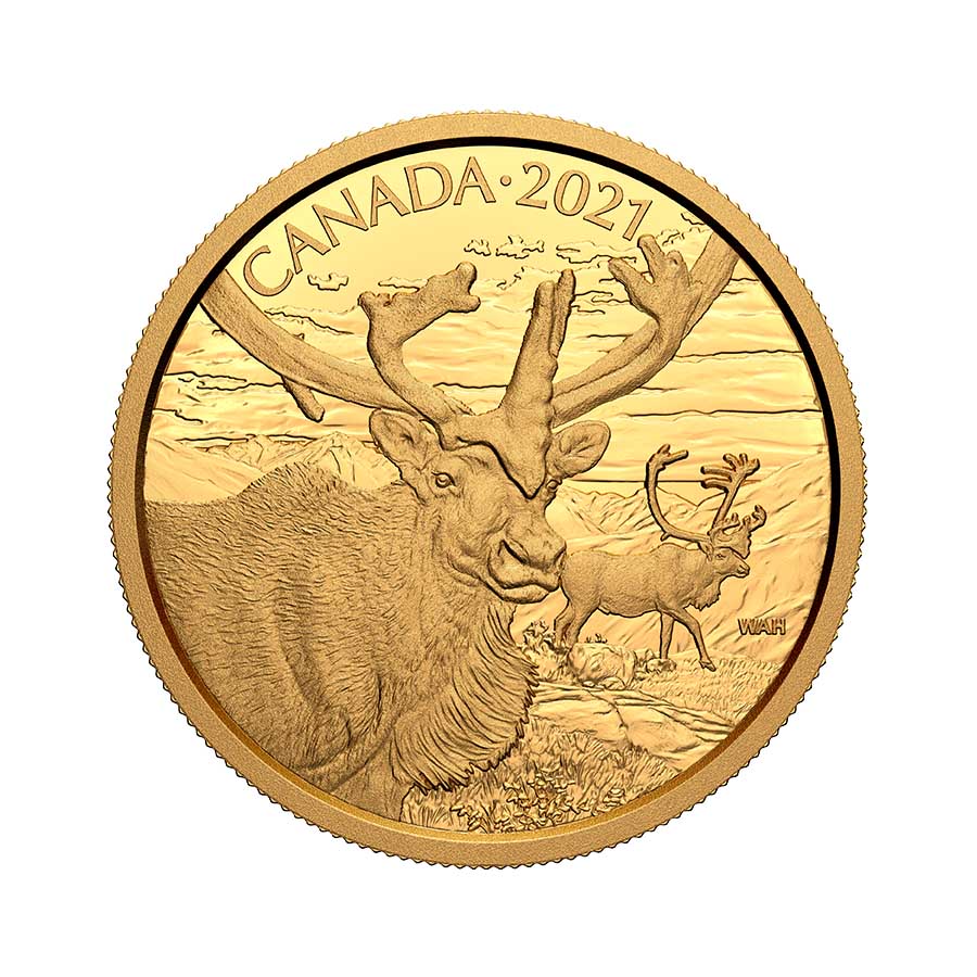 2021 $350 Pure Gold Coin - Canadian Wildlife Portraits: The Caribou