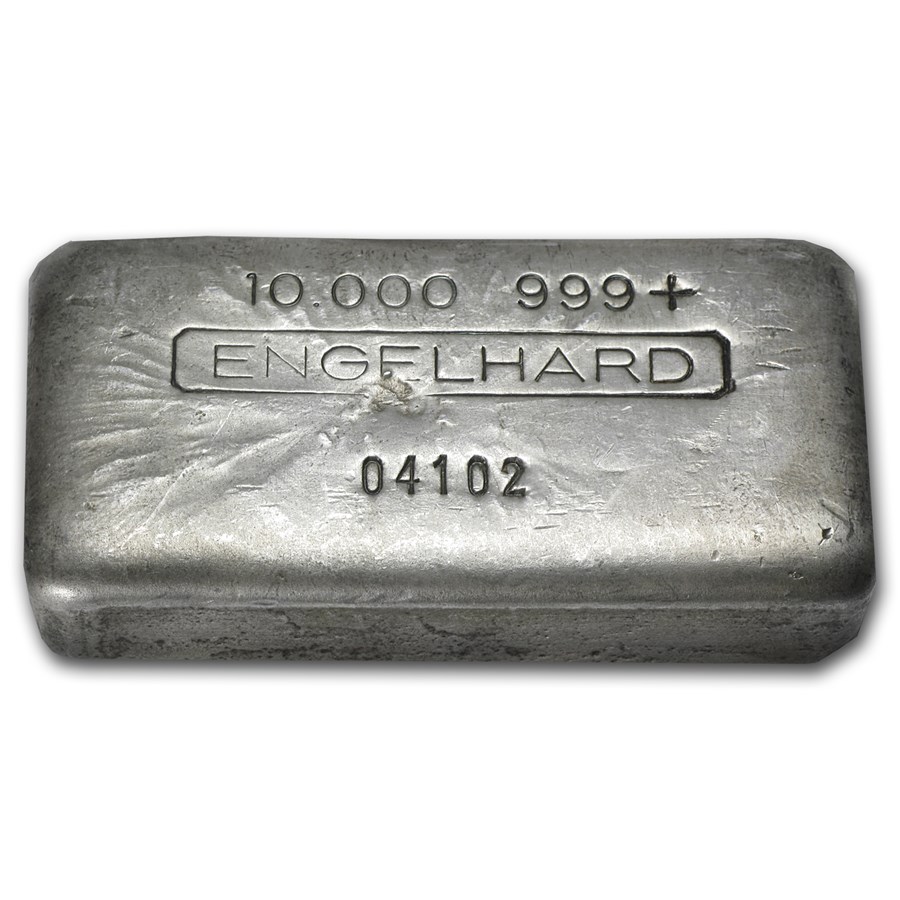 10 oz Silver Bar - Engelhard (Vintage, Wide, Poured) - Image 2