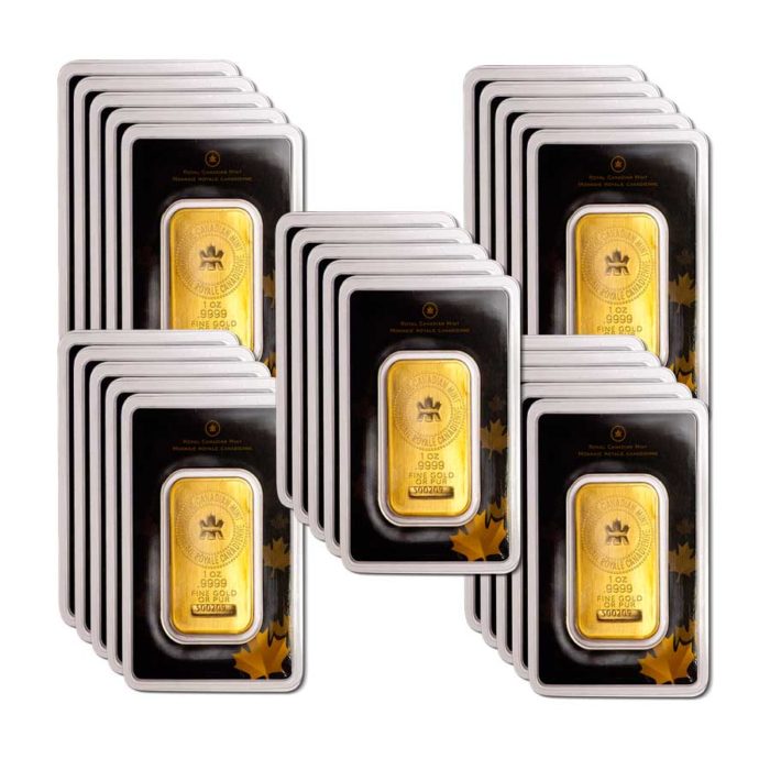 1 oz Royal Canadian Mint (RCM) New Style Gold Bar 25+