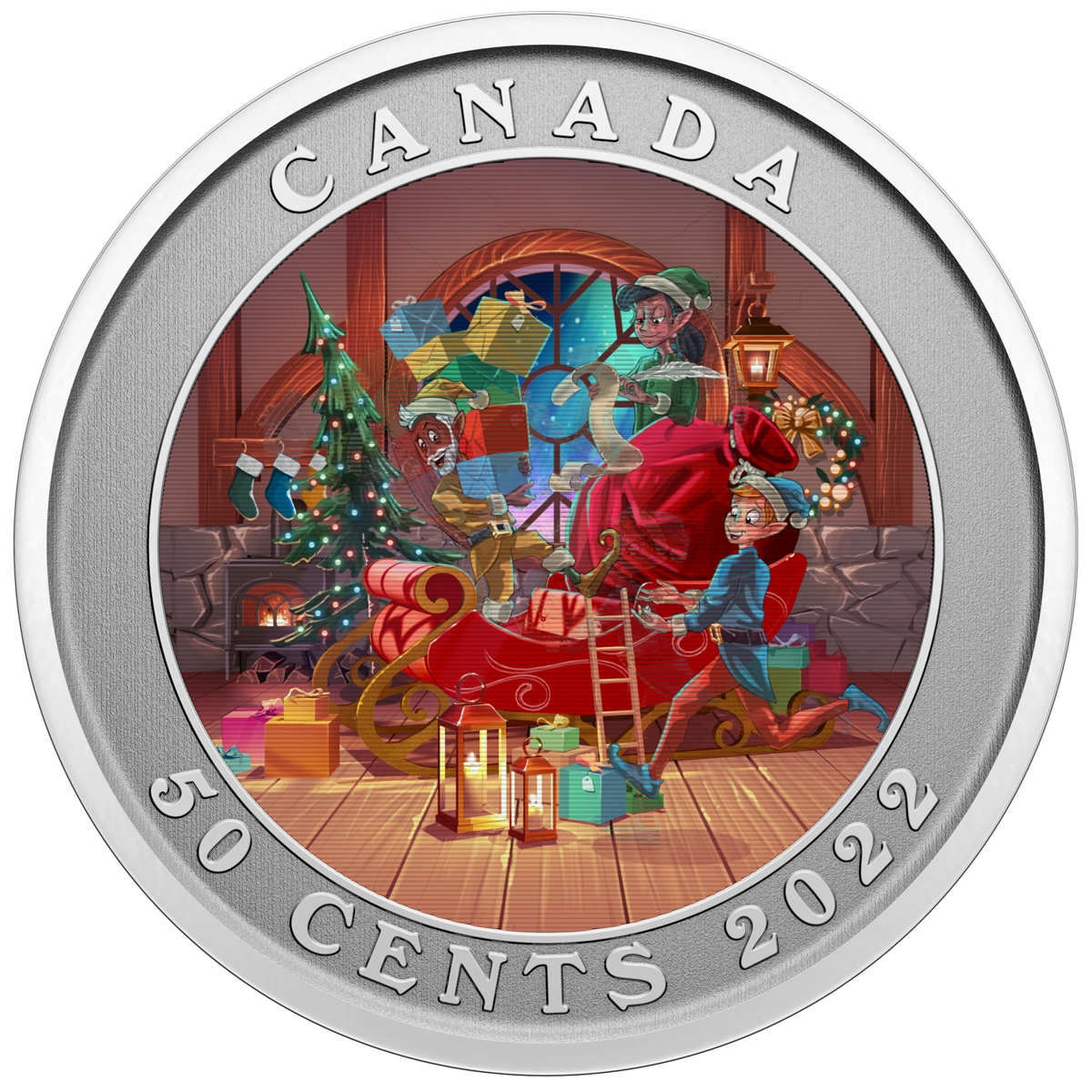 2022 50 CENT SANTA'S SLEIGH LENTICULAR COIN