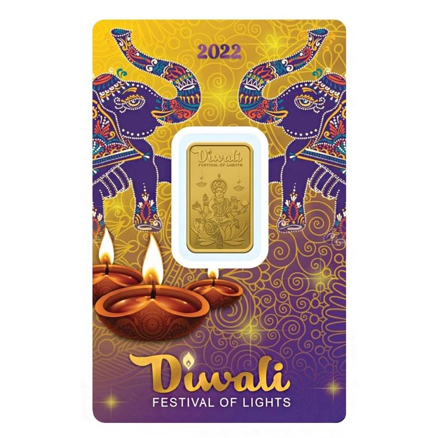 2022 5 gram PAMP Suisse Diwali Lakshmi Gold Bar .9999 Fine (In Assay) - Image 2