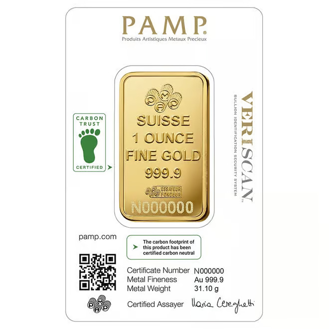 1 oz Gold Bar PAMP Suisse Lady Fortuna Veriscan Carbon Neutral (In Assay) - Image 3
