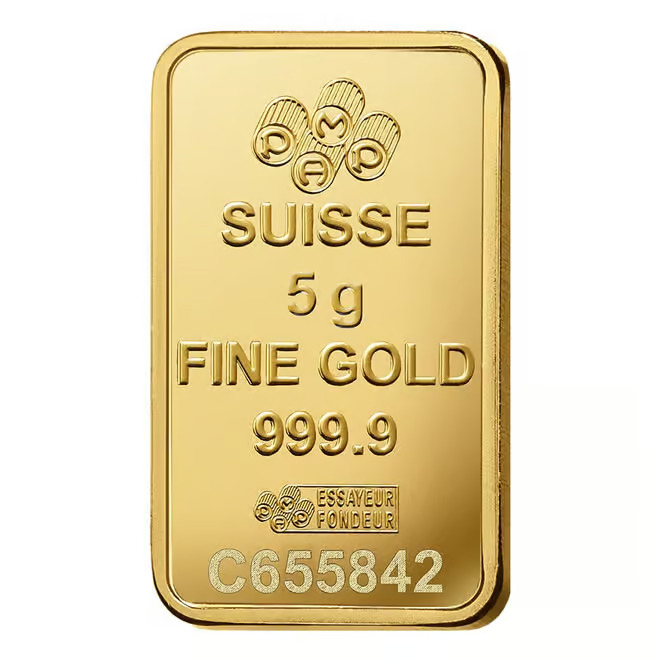 5 gram PAMP Suisse Rosa Gold Bar .9999 Fine (In Assay) - Bullion Mart