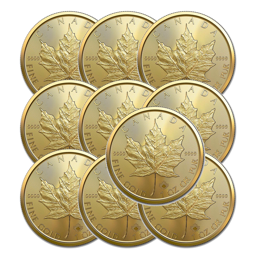 10 Coins Combo 1 oz Gold Maple Leaf 2023 Bullion Mart