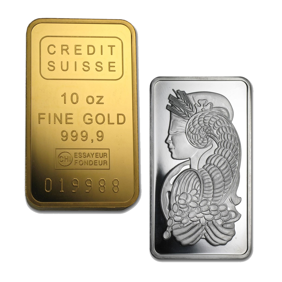 10 oz Gold Credit Suisse+ 10 oz Platinum PAMP Suisse - Bullion Mart