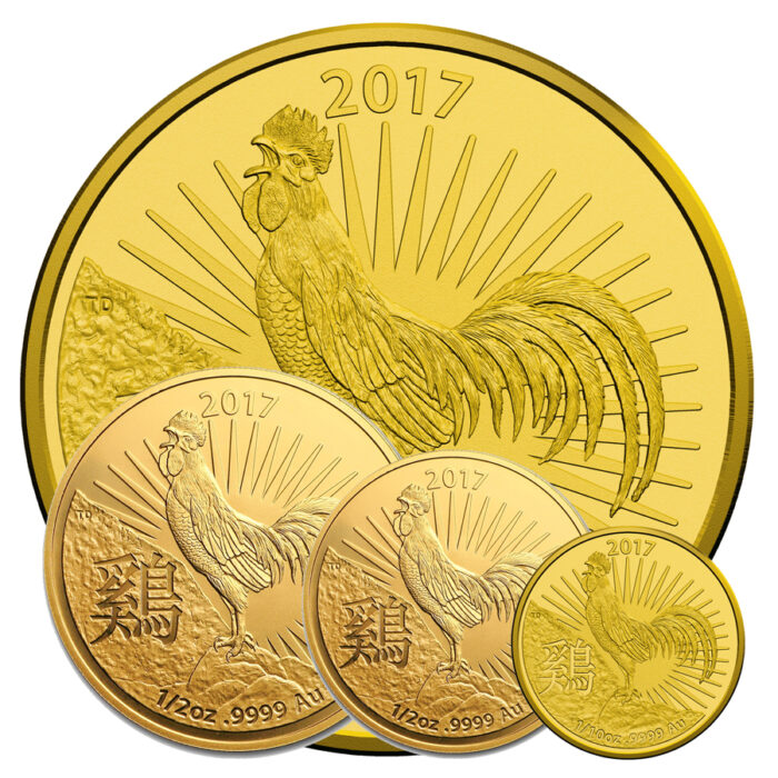 2017 Rooster Gold Combo - 1 oz + 1/2 oz + 1/10 oz + 1/20 oz