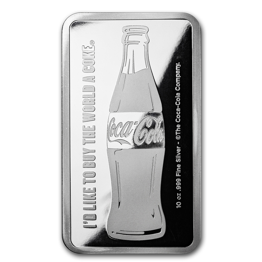 10 oz Coca Cola Pure Silver Bar Bullion Mart