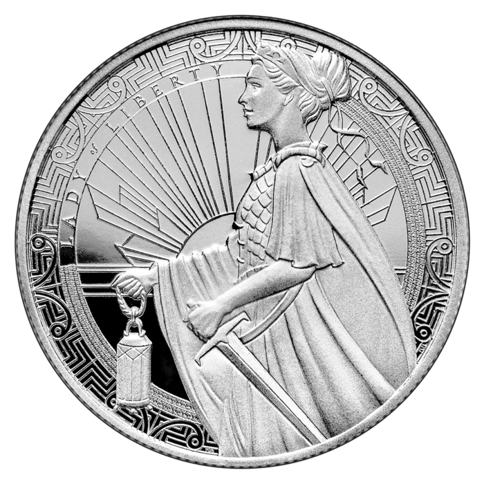 1 OZ SILVER PAMP USA LADY OF LIBERTY ROUND .999